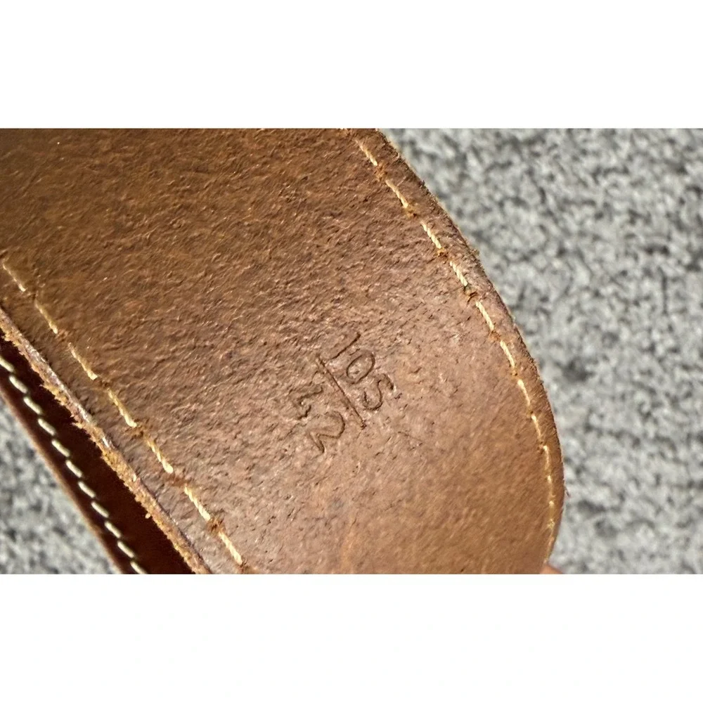 Nordstrom 1901 Mens Brown Leather Belt 42 Handcrafted USA Contrast Stitch 105cm